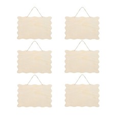 Unfinished Wood Sign, 6Pcs Blank Hanging Wooden Plaque DIY Craft Board, Style 6