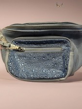 Steve Madden Maxima Blue Rhinestone Convertible Belt Bag Waist Pack Crossbody