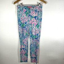 Lilly Pulitzer Kelly High Rise Knit Skinny Ankle Pant Size 2 Tropical Colorful