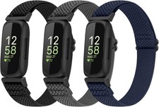 3 Pack Elastic Strap Compatible With Fitbit Inspire 3/2/HR, Ace 3/2 - Adjustable