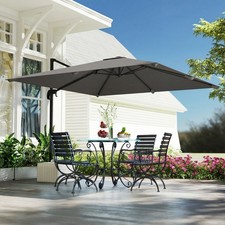 3 x 3 m Cantilever Parasol, Square Patio Umbrella with Crank Handle