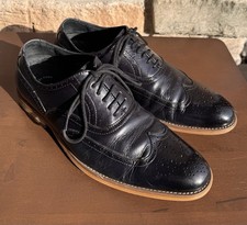 Stacy Adams Shoes Men 8M Dunbar Wingtip Oxford Dark Blue Leather