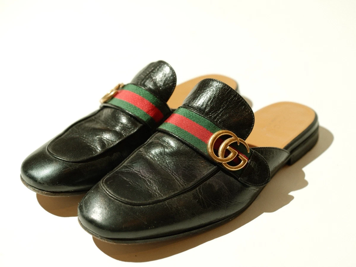 GUCCI Men\'s Black Leather Loafer W/ Tonal Logo Size 10 (US) NEW 851396 AADEO Gucci Loafer Black Casual Shoes for Men for sale | eBay main image 2