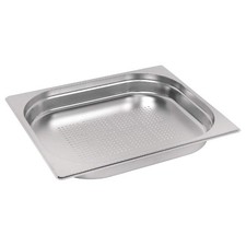 Vogue Perforated 1/2 Gastronorm Tray 40MM Stainless Steel Steaming Draining Tray