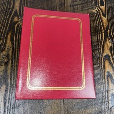 Vintage RED Photo Album - Holds 100 4x6 Photos - Pocket Insert Gold Trim