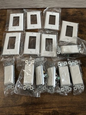 Lot of 7 LD-2002 Decora Rocker Light Switches w Wall Plates Open Box