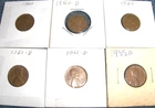 RARE LOT OF 6 DIFFERENT LINCOLN HEAD SMALL WHEAT CENT COINS! VF OR BETTER, NICE