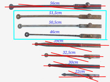 (Lot Réservé)   3 anciennes Barres Clenches de Porte en fer forgé