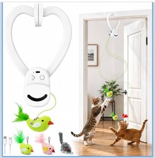 Interactive Cat Toys for Indoor Cats Automatic Flying Bird Feather Wand USB chrg