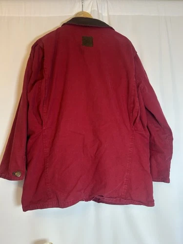 90s Marlboro Country Store Vintage Men's Red Cotton Canvas Field Jacket Plaid L image 2