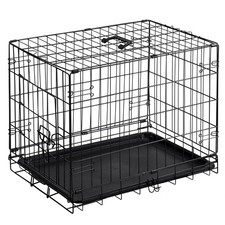 Dog Crate 24 Inch Small Single Door Dog Cage with Plastic Leak Proof Pan Tray