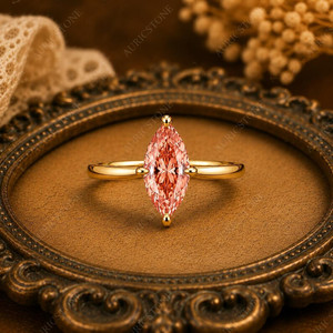 Authentic Lab Created Pink Tourmaline Ring, Base Metal: Finish: Gold Plated,
