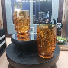 ONE L.E Smith Amber Moon and Stars Water Glass