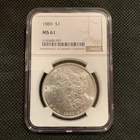 1889-P U.S. MORGAN SILVER DOLLAR - MS 61 - NGC GRADED!