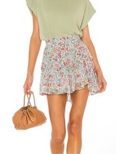 LoveShackFancy Women  s Ruffle Mini Skirt Ibiza in Blue Size XS
