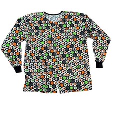 Halloween Creepy Eyeball Scrub Jacket Women's Plus Size XXL Tafford 100 Cotton