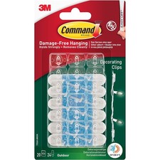 Command Outdoor Decorating Clips 20 Pack for Fairy Lights Damage Free Hanging