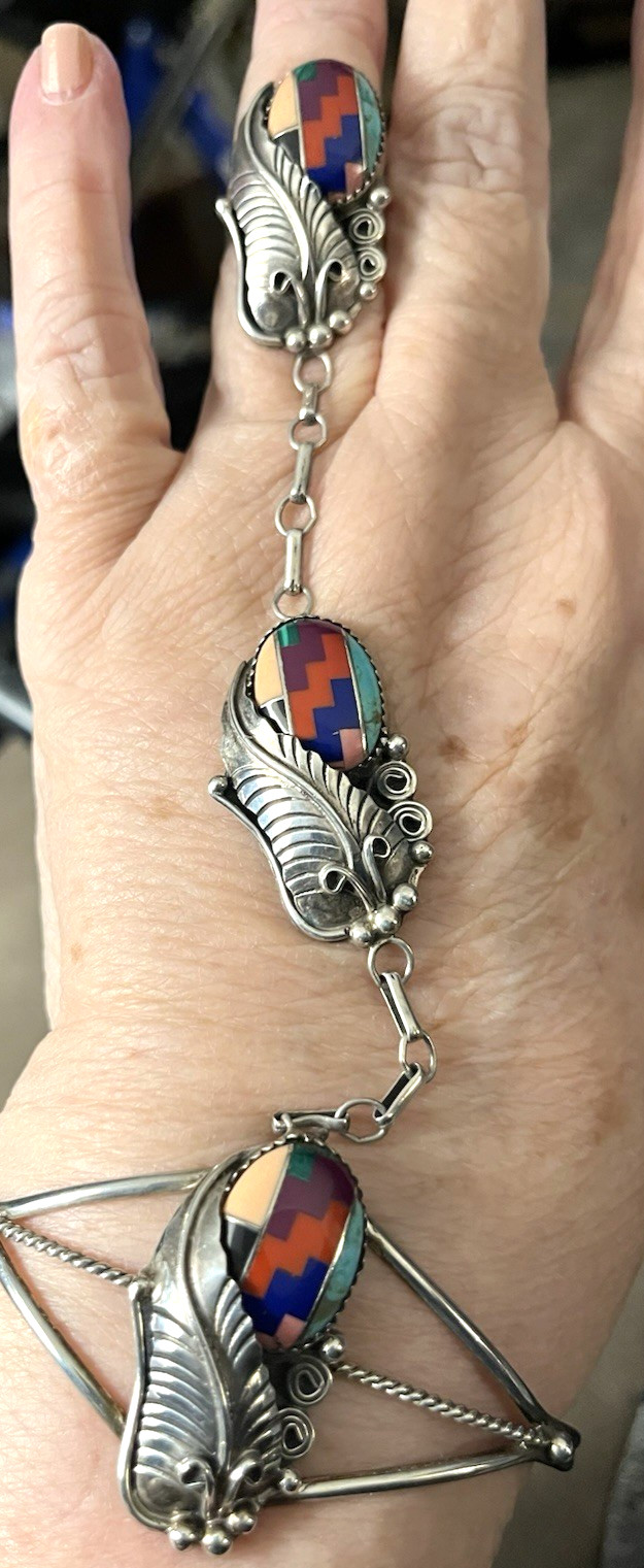 H Signed Native American Slave Cuff Bracelet Vint… - image 10