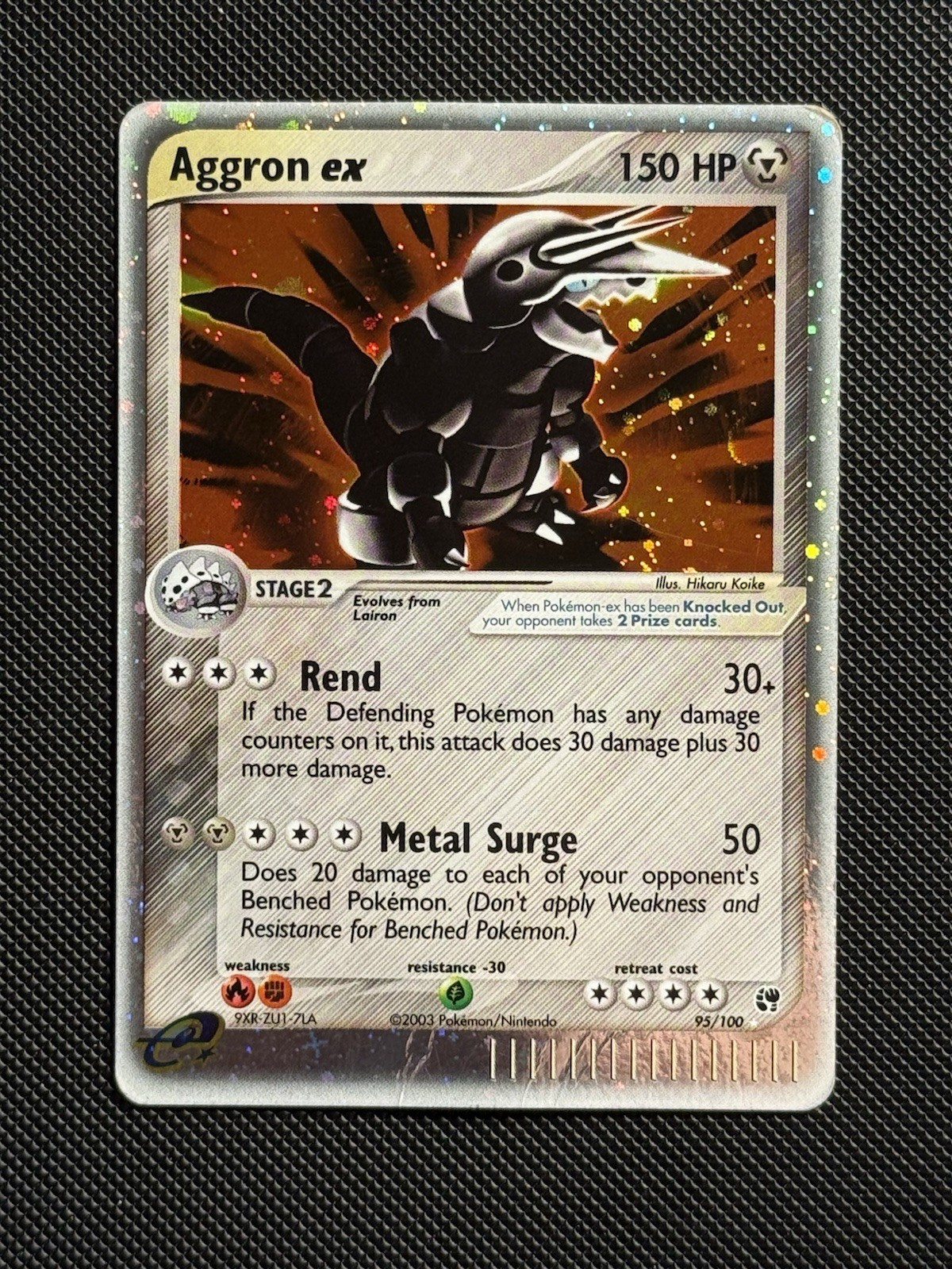 Pokemon Card TCG Aggron ex Holo Rare 95/100 EX Sandstorm 2003 Vintage *wrinkles*