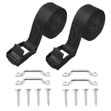 2 Sets 1"x 48"(4 ft) Battery Tie Down Strap kit with Stainless 2 sets, black 