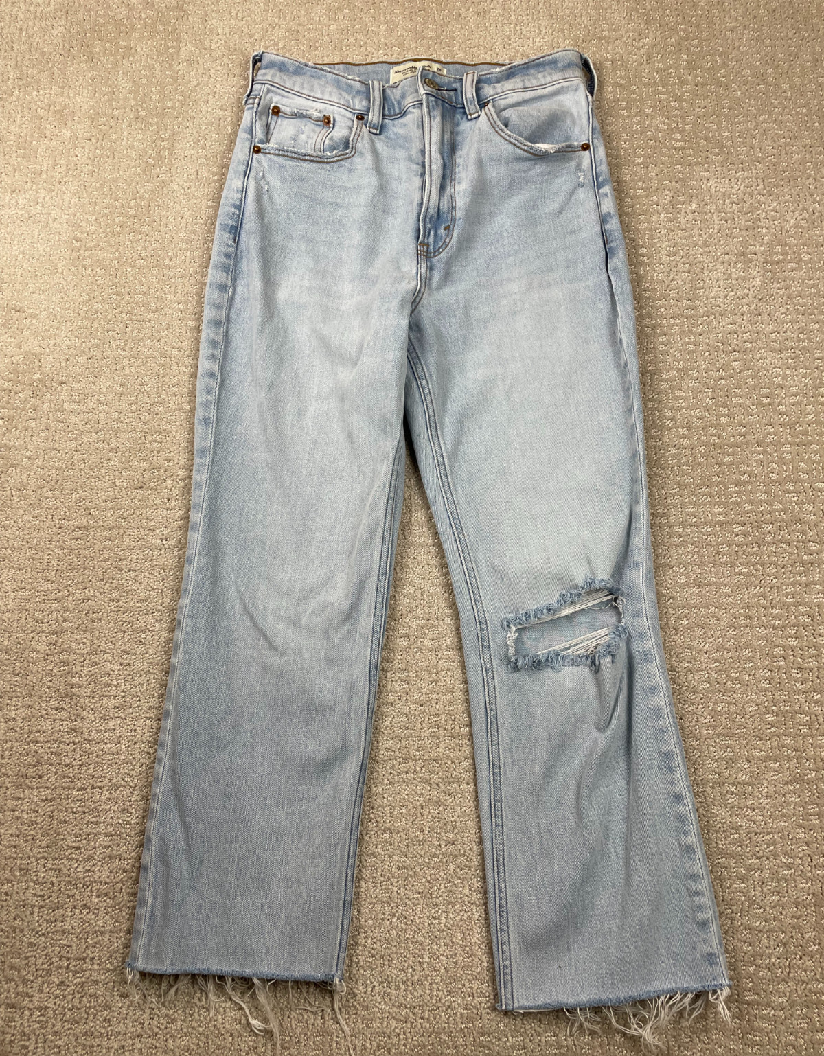 Abercrombie Fitch Jeans Womens 2 26 Ankle Straight High Rise Distressed Fray Y2K