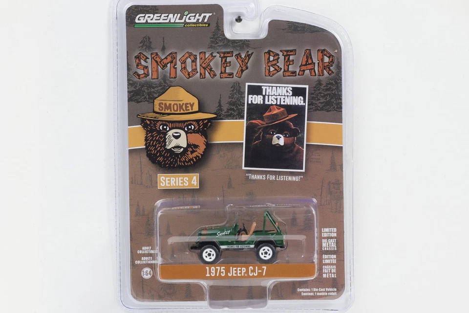 1:64 Greenlight 1975 Jeep CJ-7 Smokey Bear - Photo 1/1