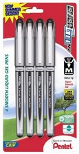 Pentel EnerGel NV Liquid Gel Pen 0.7mm Black Ink Smooth Quick Drying 4 Pack