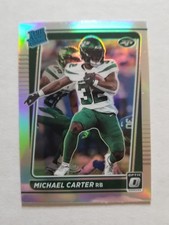 Michael Carter 2021 Donruss Optic Rated Rookie Silver Prizm Holo RC #235 NY Jets