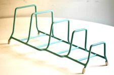 XL VINTAGE Dish Drying Rack COATED WIRE Storage Plate Holder TURQUOISE 1960s MCM