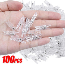 100pcs Transparent Plastic Mini Photo Clips for DIY & Home Decoration - NEW