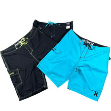 Hurley Boardshorts One and Only Mens Size 36 x 22 Swim Trunks Bundle Black Blue