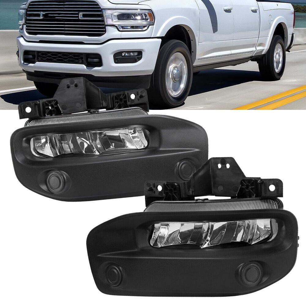 LED Front Bumper Fog Light Lamp Bracket Set For Dodge Ram 2500 3500 2019-2024