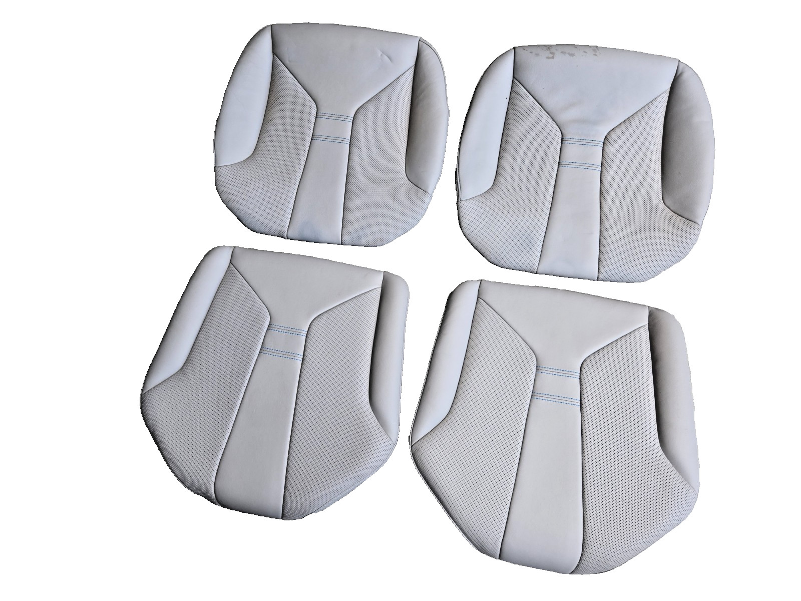 BMW i8 2014-2020 Coupe Left + Right Gray White Rear Seats Perforated Leather OEM