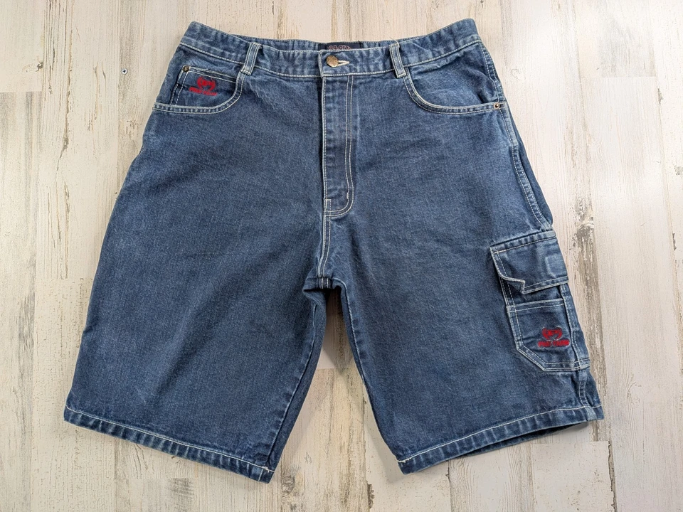 Pantalones Cortos De Colección Phat Farm Para Hombre Se Ajusta a 31 Pantalones Cortos de Jean Bordados Carpintero Carga* Foto 2 de 4