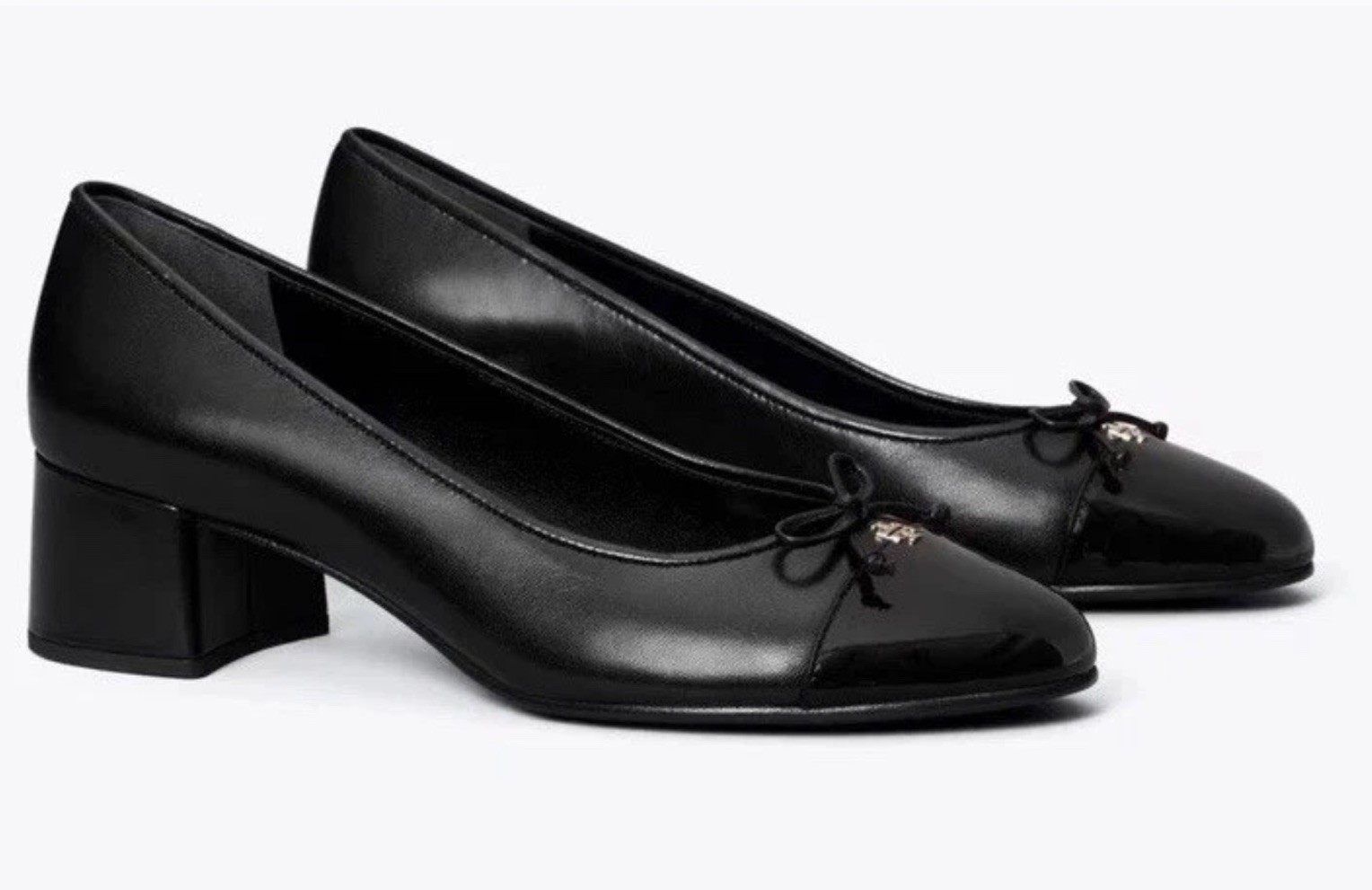 Tory Burch Cap Toe Ballet Pump In Black Leather 7.5 M $325 thumbnail 2