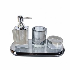 Crystal Glass Bathroom Set Modern Minimal Design Glass Bathroom Set