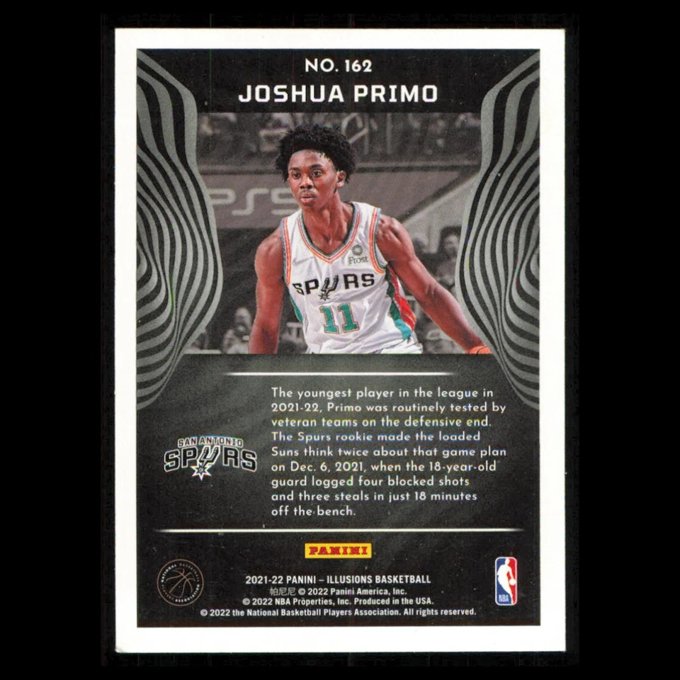 Joshua Primo Rookie #162 2021 Panini Illusions San Antonio Spurs Basketball Card - Image 2 of 3