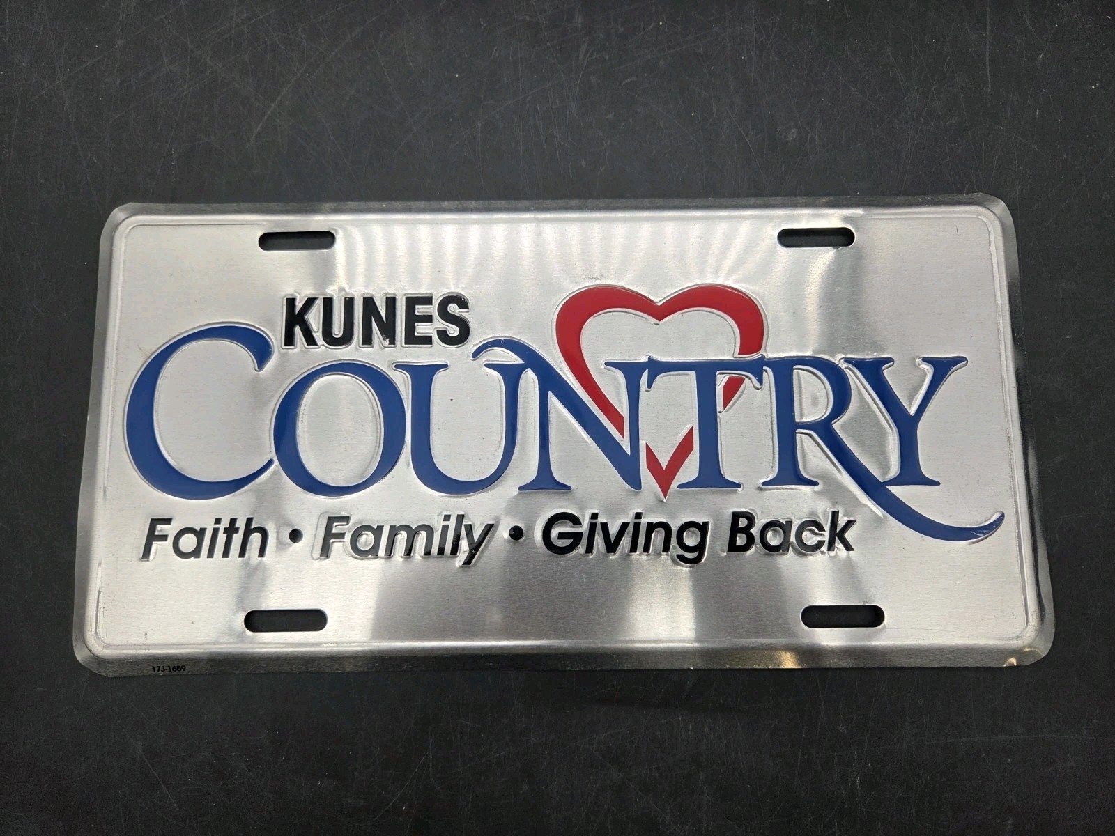 Vintage Classic Kunes Country Dealer Booster Plate License Car Auto Faith Family