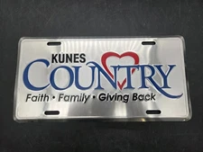 Vintage Classic Kunes Country Dealer Booster Plate License Car Auto Faith Family
