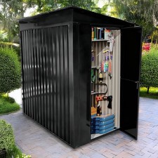 6X4FT Outdoor Metal Garden Shed Tool Storage Backyard Patio Waterproof BLACK