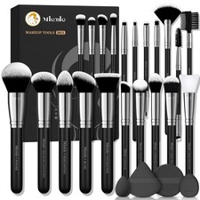 25-Piece Professional Makeup Brush Set with Sponges and Puffs for Flawless