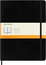 Classic Notebook, Soft Cover, XL 7.5" x 9.5" Ruled/Lined, Black, 192 Pages