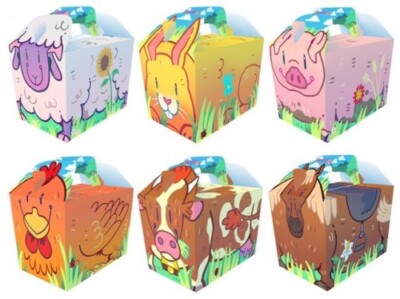 Bauernhof Party Boxen Cartoon PW Spielzeug Beute Beutel Füllung Kinder Essen Mahlzeit Geschenkbox