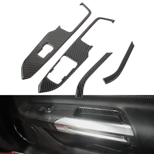 RHD Carbon Fiber Window Switch Lock Cover Trim for Ford Mustang 2015