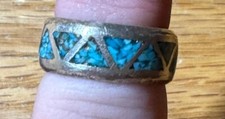 Vintage Sterling Silver Turquoise Eternity Band Size 4 1/2