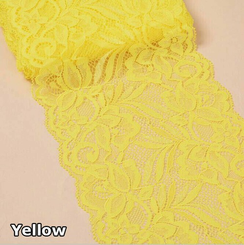 Nastro elastico in pizzo elasticizzato largo 5/10 iarde 15 cm tessuto artigianato cucito fai da te - Foto 7 di 26