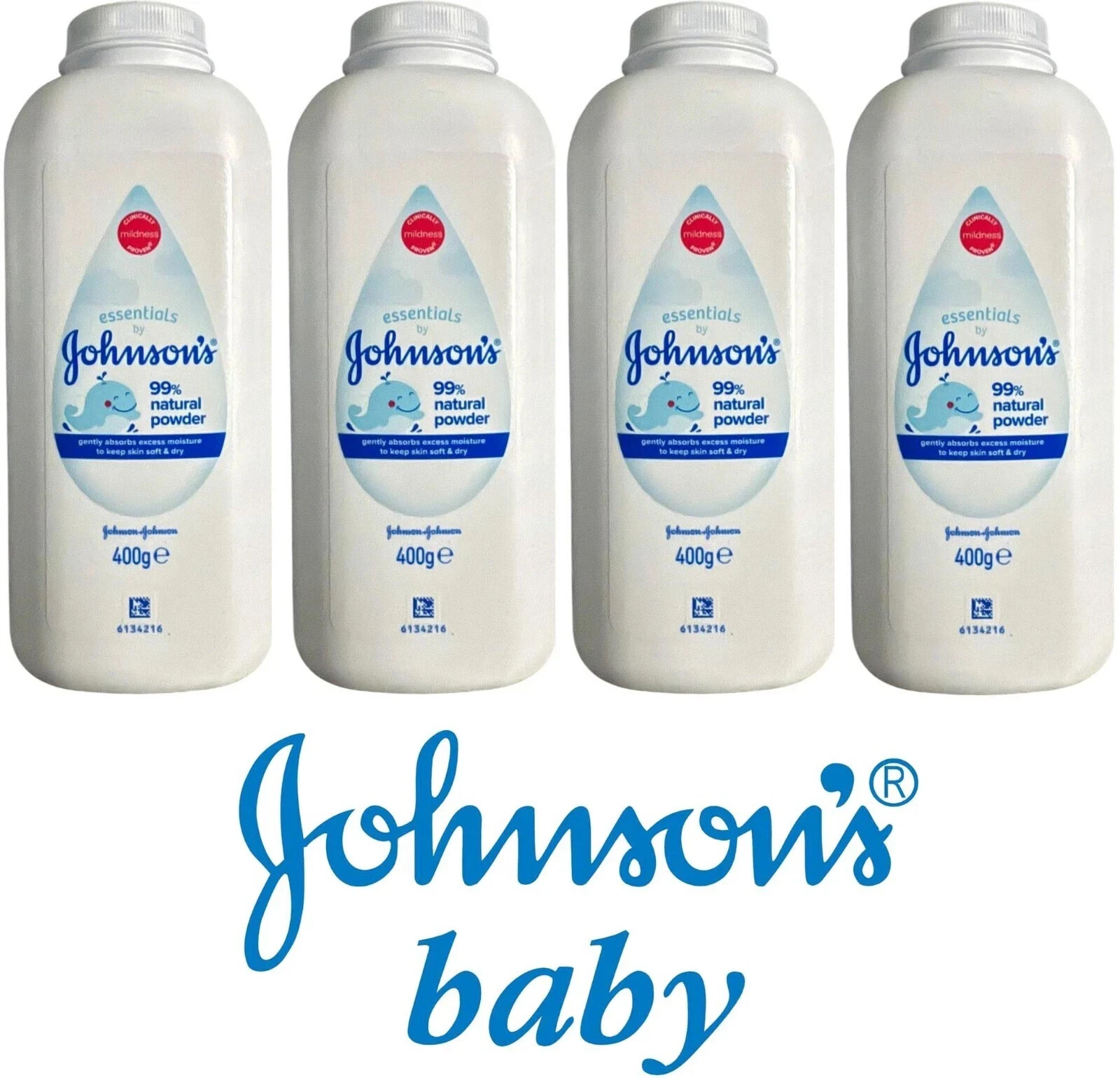 Johnson's Baby Powder 4 x 400g / 99% Natural Powder Keeps Skin Soft & Dry
Opens in a new window or t
