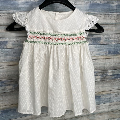 Vintage Girls Size 6 Christmas Embroidered Smocked Shirt Baby Doll Style Top - Picture 14 of 14