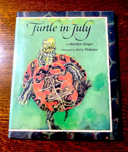 RARE SIGNED Jerry Pinkney Marilyn Singer TURTLE IN JULY 1989 1st Ed 1st Printing