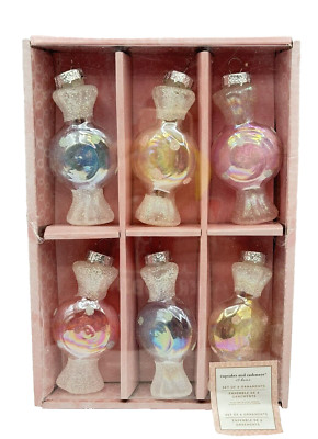 Cupcakes and Cashmere Christmas Ornaments Glass Candies Candy  Sweet 6 PCE SET